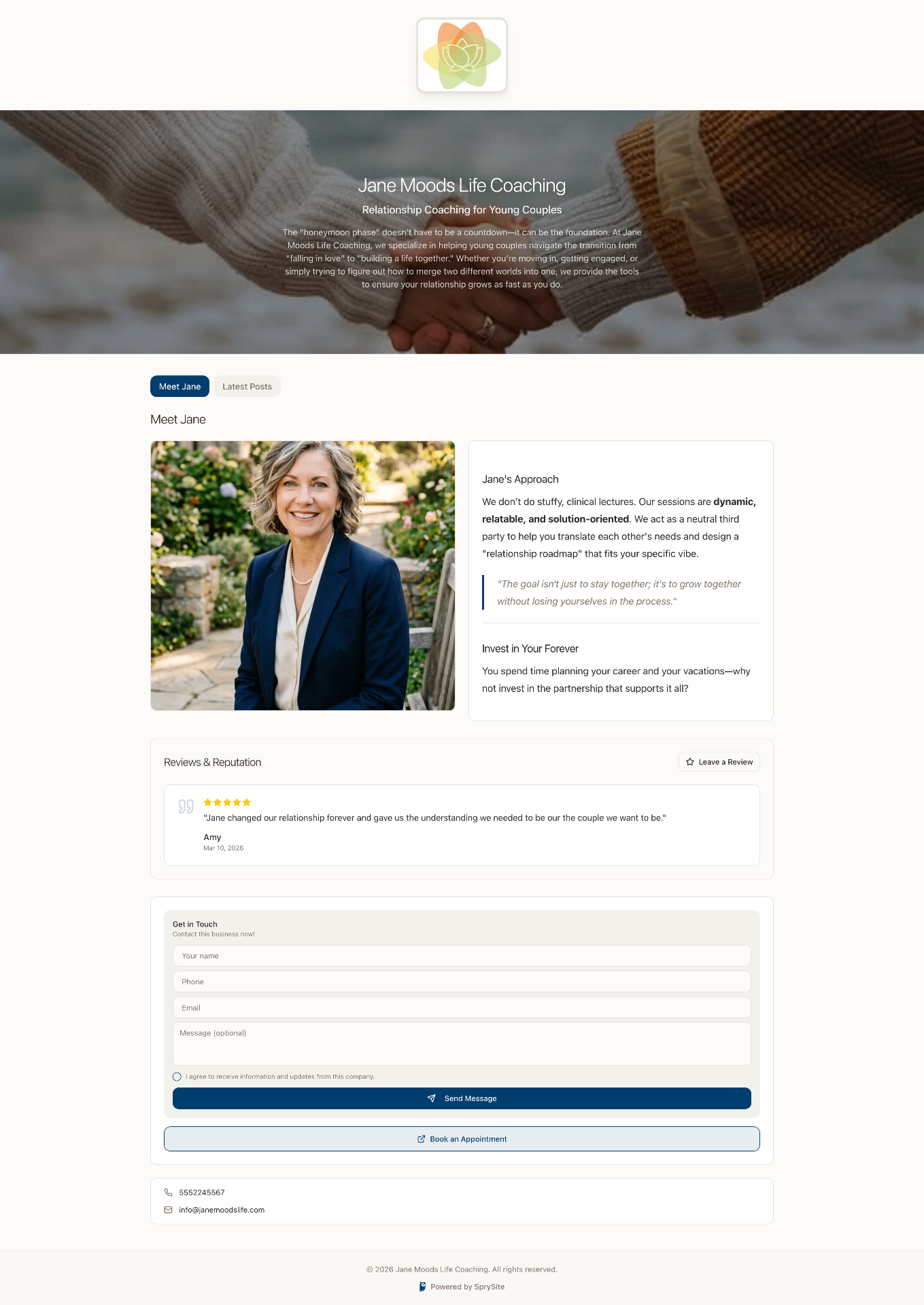 Life coach website example